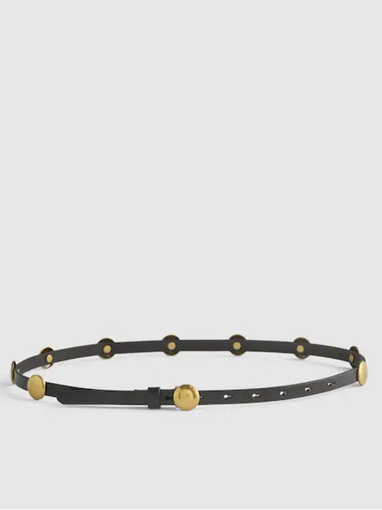 Madewell Accessories - Madewell Dome-Studded Skinny Belt in Leather True Black Size Medium NWT New